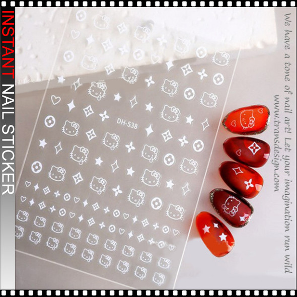NAIL STICKER Cartoon, Hello Kitty & LV White # DH-538